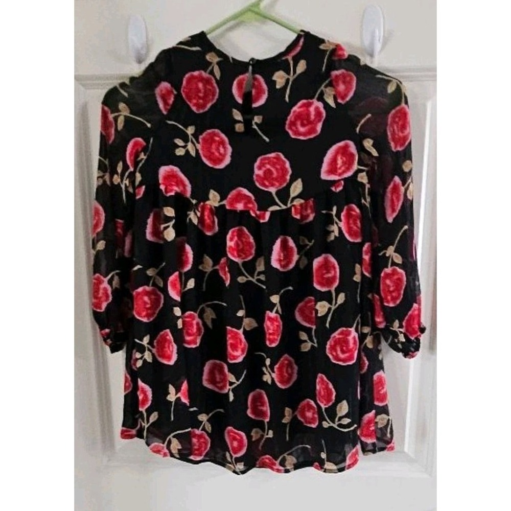 Girls‎ Kate Spade Black & Red Floral Blouse, Size 7